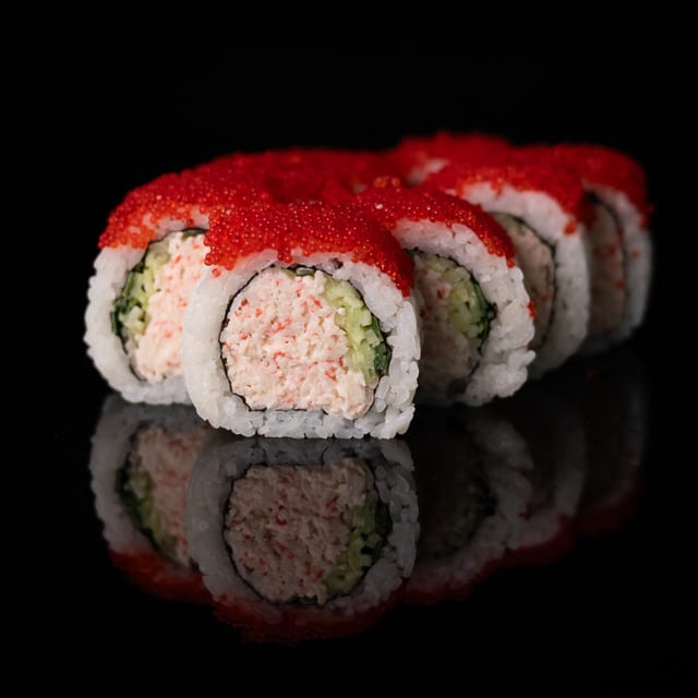 California Crab Mix in Tobiko Roll.