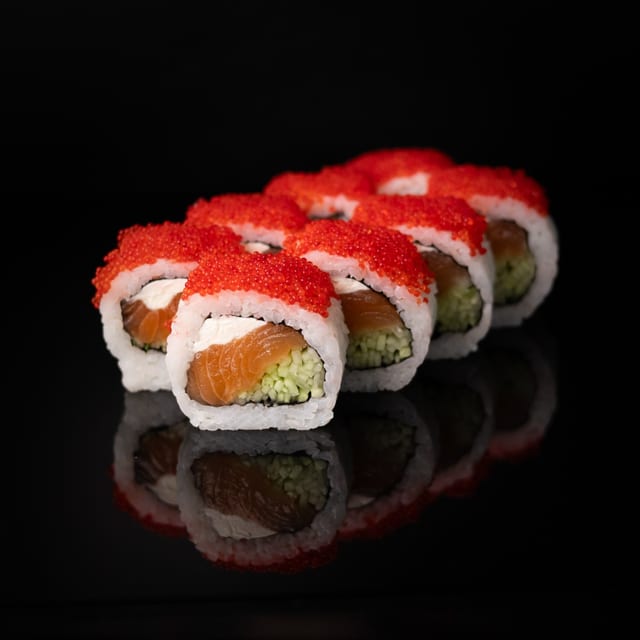 California Salmon in Tobiko Roll.